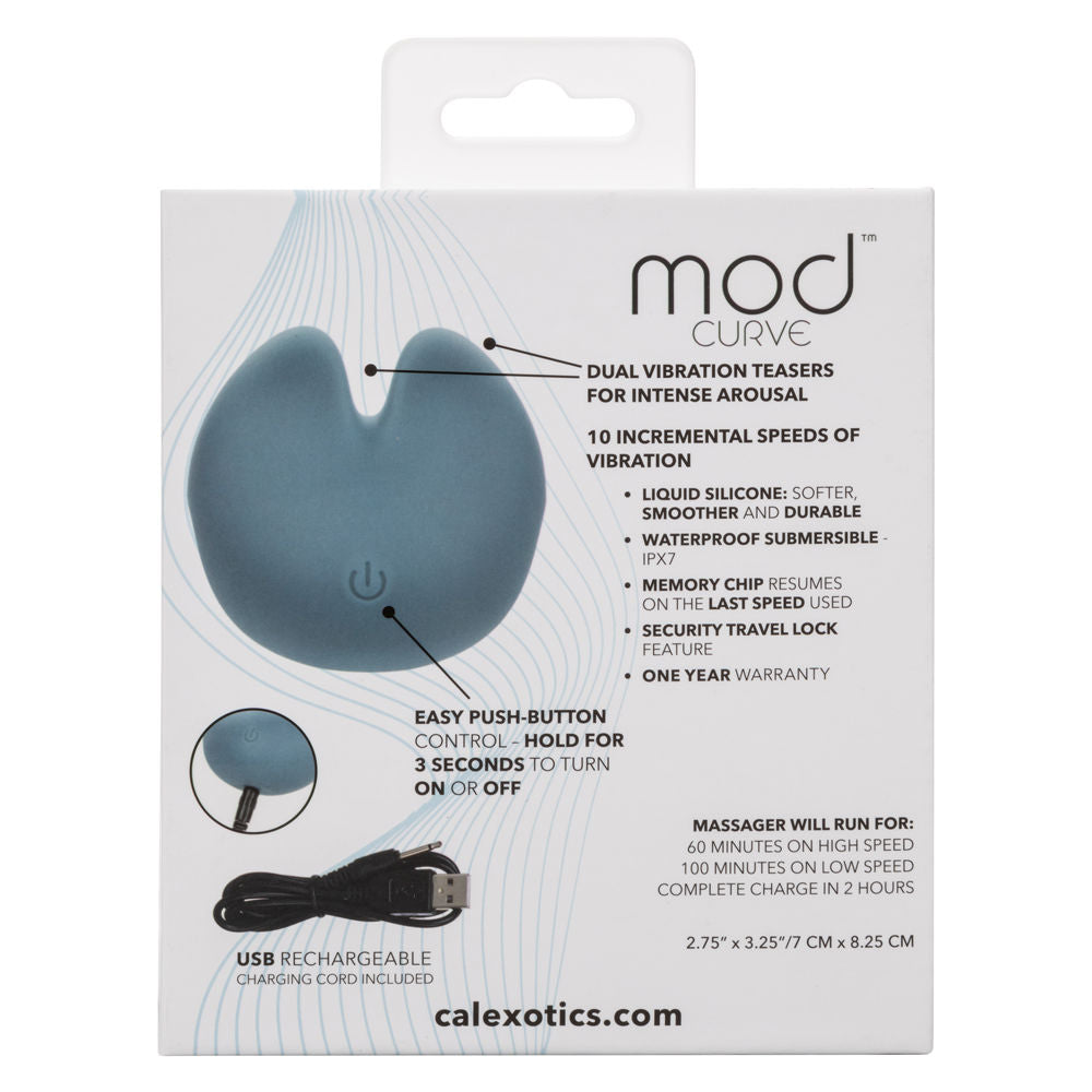 Mod Curve Dual Vibrating Massager Blue Rechargeable Vibrator Finger Stimulator