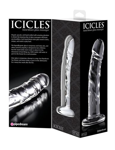Icicles Clear Glass Massager with Curved G-Spot and P-Spot Stimulator DONGS Glass