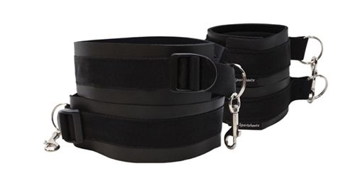 Adjustable Black Thigh and Wrist Cuff Set for Adult Intimacy Black > Bondage Gear > Restraints