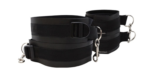 Adjustable Black Thigh and Wrist Cuff Set Black > Bondage Gear > Restraints
