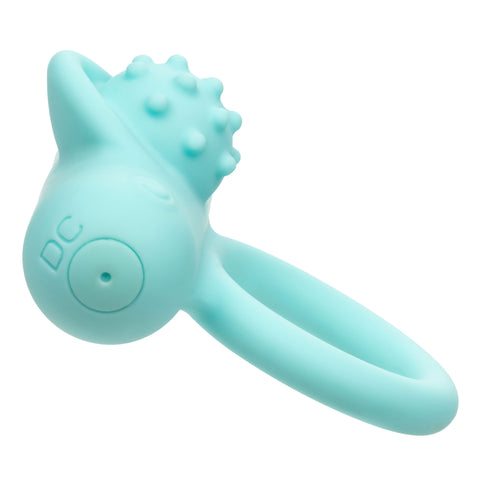 Silicone Rechargeable Nubby Lover’s Delight Ring in Aqua Blue with 12 Intense Vibration Functions Cock Rings Vibrating