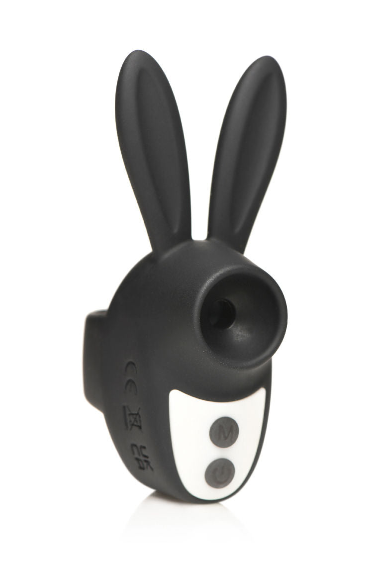 Sucky Bunny Black Clit Stimulator USB Rechargeable Silicone Suction Stimulator
