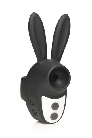 Sucky Bunny Black Clit Stimulator USB Rechargeable Silicone Suction Stimulator