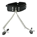 Vegan Leather Collar with Adjustable Nipple Clamps – Soft Vegan Leather Adjustable Collar with Clamps > Sex Toys > Nipple Clamps
