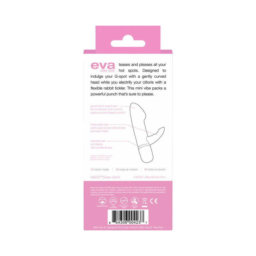 Eva Mini Vibe Pink Rabbit Style G-Spot and Clitoral Vibrator > Vibrators > Ladies > Rabbit
