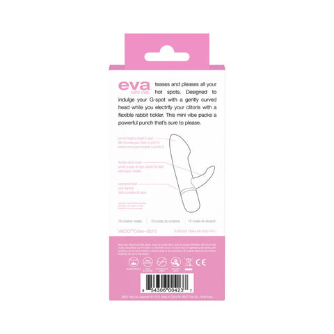 Eva Mini Vibe Pink Rabbit Style G-Spot and Clitoral Vibrator VIBRATORS-RABBIT