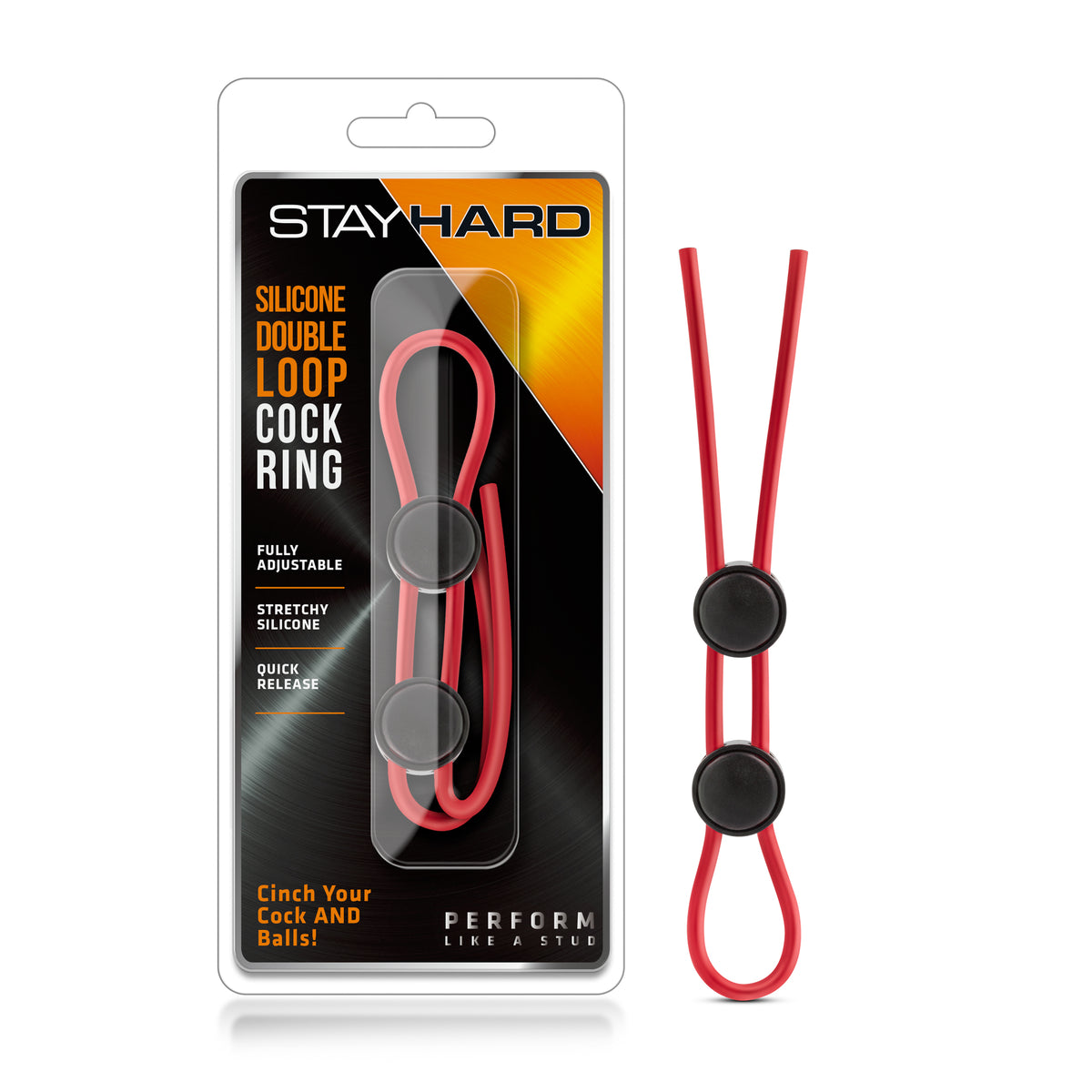 Stay Hard Silicone Double Loop – Adjustable Cock Ring Red > Cock Ring > Adjustable