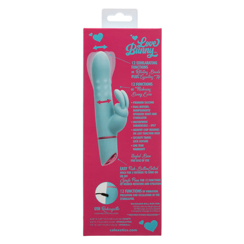 Love Bunny™ Rotating Bunny Silicone Vibrator USB Rechargeable Waterproof Blue VIBRATORS-RABBIT