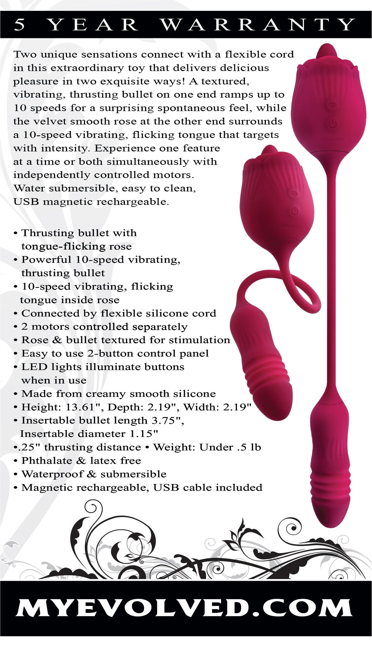 Wild Rose Flexible Dual-Ended Vibrator with 10 Speeds > Sex Toys For Ladies > Rose Stimulators