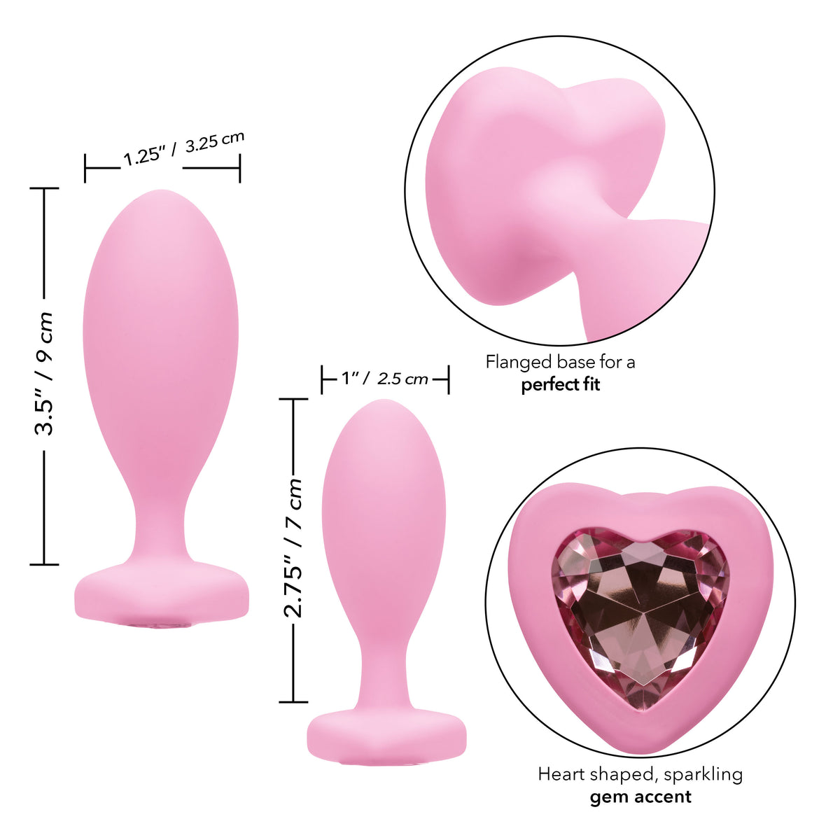 First Time Crystal Booty Duo (Heart-Shaped Crystals) – Decorative Butt Plugs > Anal Range > Butt Plug Kits