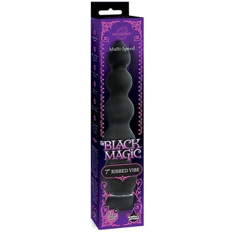 Black Magic Ribbed 7 Inch Vibrator for G-Spot and Clitoral Use Black ANAL TOYS