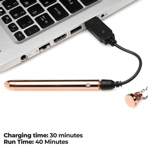 Rose Gold Vibrating Necklace with 7 Vibration Patterns Erotic Toy Pink BULLETS