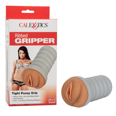 Gripper Ribbed Tight Pussy Brown Masturbator Brown Strokers - Manual