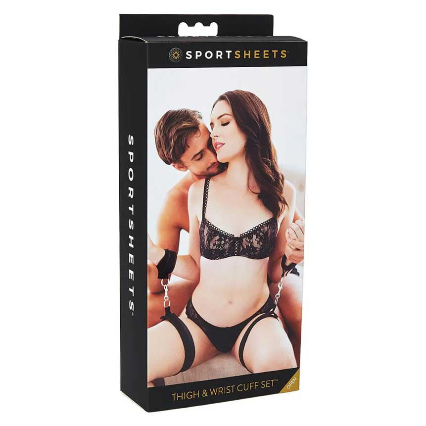 Adjustable Black Thigh and Wrist Cuff Set > Bondage Gear > Restraints