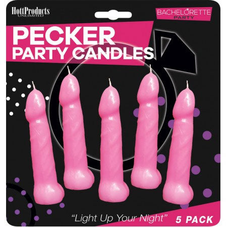 Bachelorette Pecker Party Pink Candles 5 Pack – Fun Candles Party Supplies
