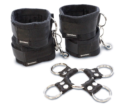 SportSheets 5 Piece Hog Tie and Cuff Set – Steel O-Ring Bondage Restraint Set Black > Bondage Gear > Restraints