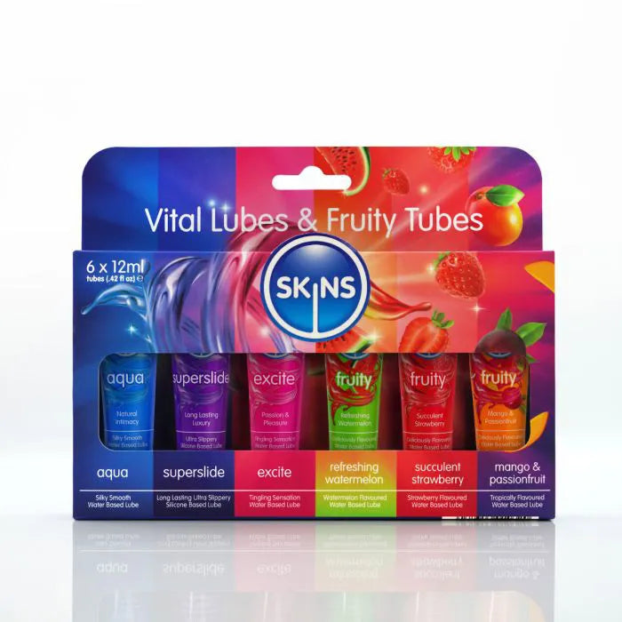 Skins Vital and Fruity Sampler 12ml Tubes 6 Pack – Flavored Lubricant Set Default Title > Lube > Flavoured