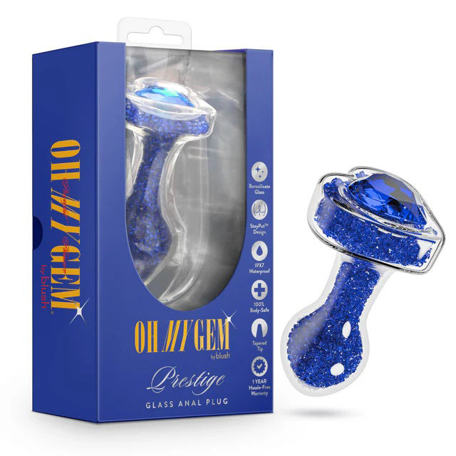 Oh My Gem Prestige Blue Glass Anal Plug Luxury Intimate Toy Blue > Sex Toys > Glass