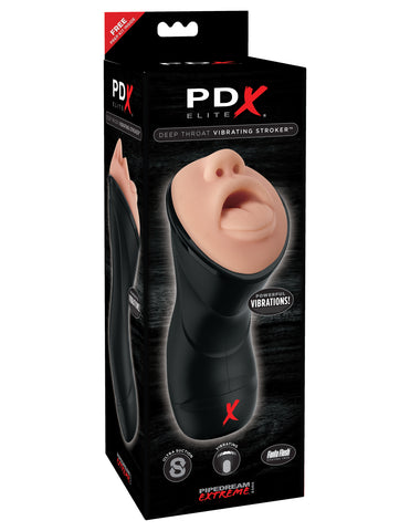 Pdx Elite Deep Throat Vibrating Stroker Realistic Mouth Stroker Strokers - Manual