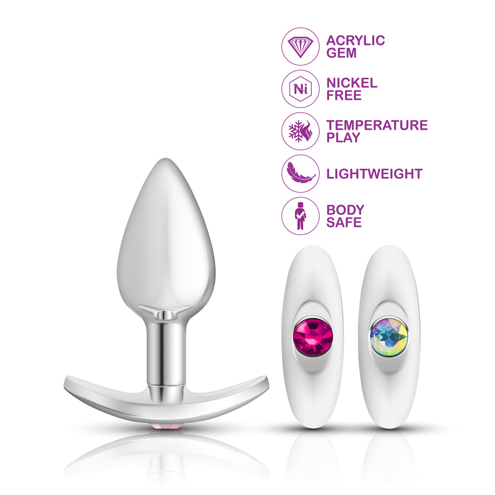 Cheeky Charms Silver Anchor Butt Plug with Clear and Pink Jewel (2.57 inch) > Anal Range > Jewel Butt Plugs