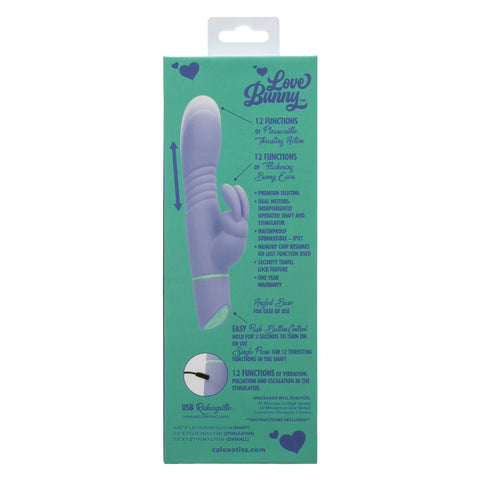 Love Bunny Thrusting Bunny Waterproof Silicone USB Rechargeable Vibrating Massager Lavender VIBRATORS-RABBIT