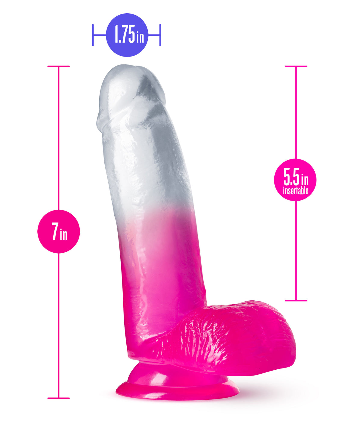 B Yours Sugar Magnolia 7in Dildo Fuchsia with Suction Base > Dildos > Realistic Dildos