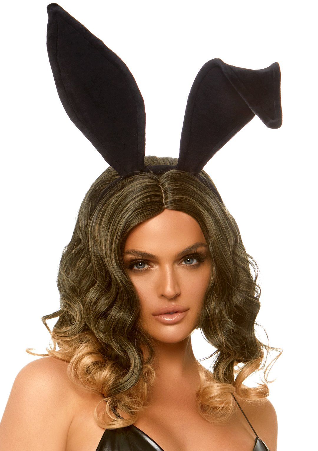 Leg Avenue Bendable Velvet Bunny Ear Headband in Black Black Costumes