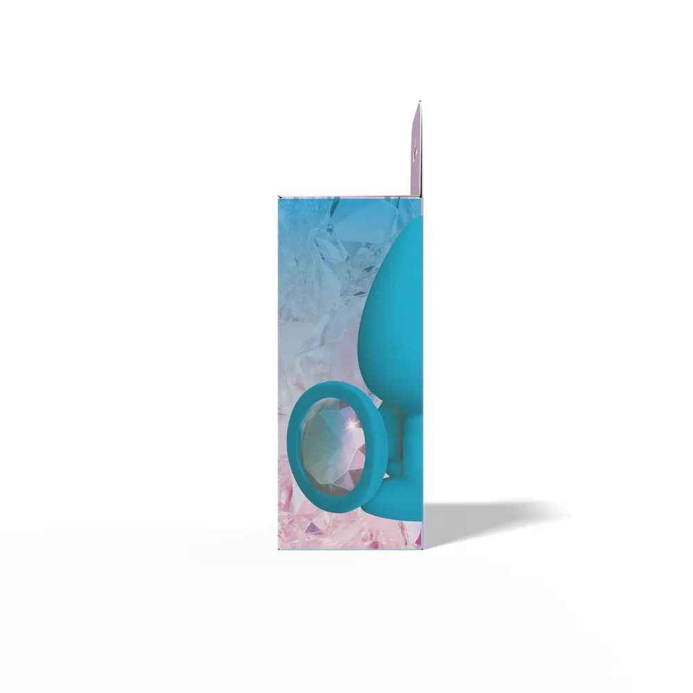Gemma 3.76 Inch Cheeky Charms Clear Iridescent Teal Silicone Large – Vibrant Tapered Butt Plug > Anal Range > Jewel Butt Plugs
