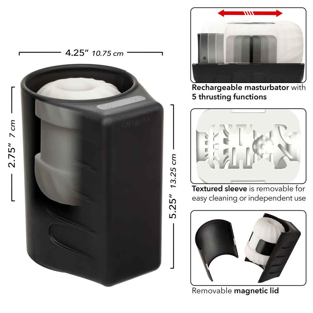 Optimum Power Power Thruster Textured Stroker Sleeve with 5 Thrusting Functions > Sex Toys For Men > Masturbators > Vibrating