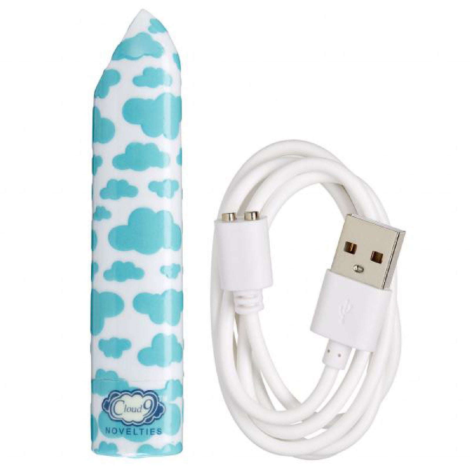 420 Slim Vibe Rechargeable Bullet Vibrator in White Blue BULLETS
