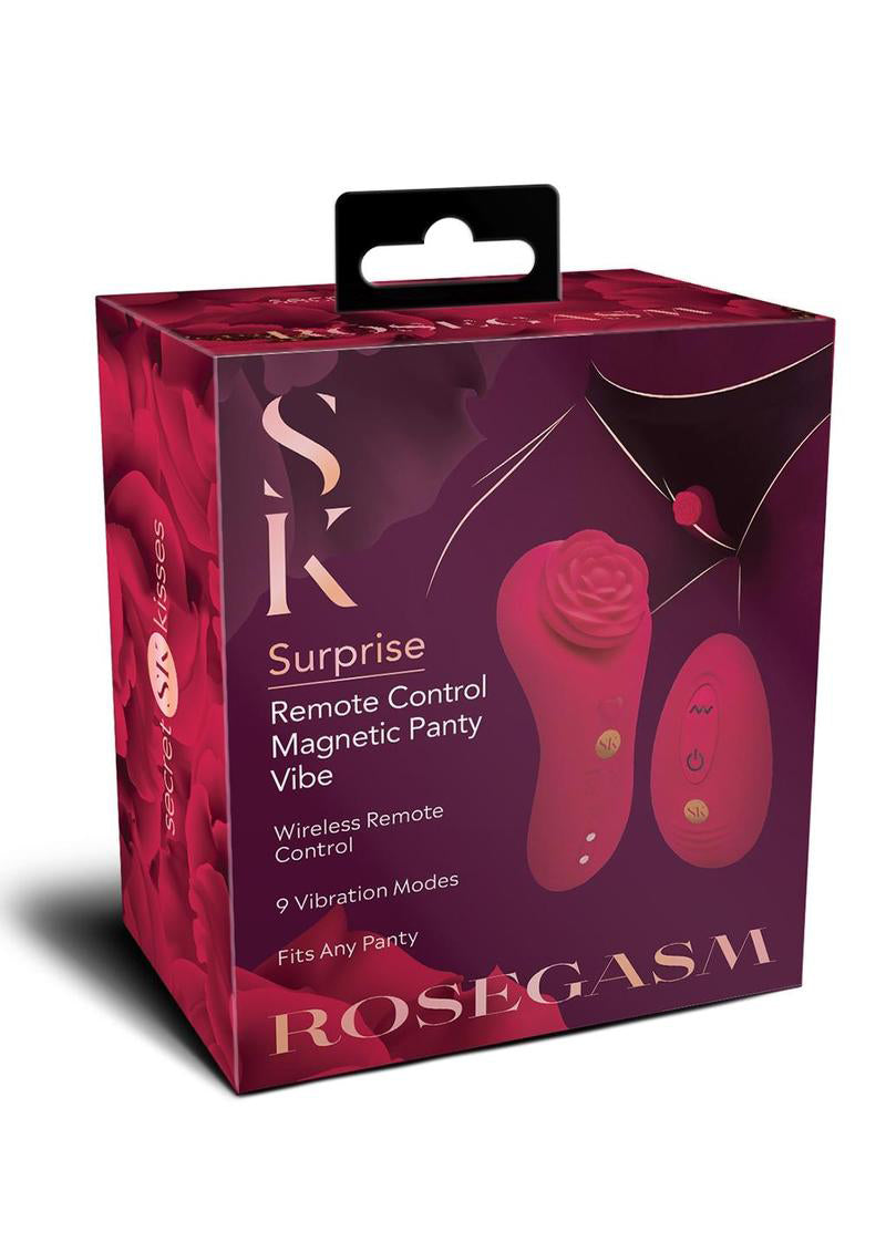 Rosegasm Red Remote Control Silicone Panty Vibe with 10 Modes Red Rose Stimulators