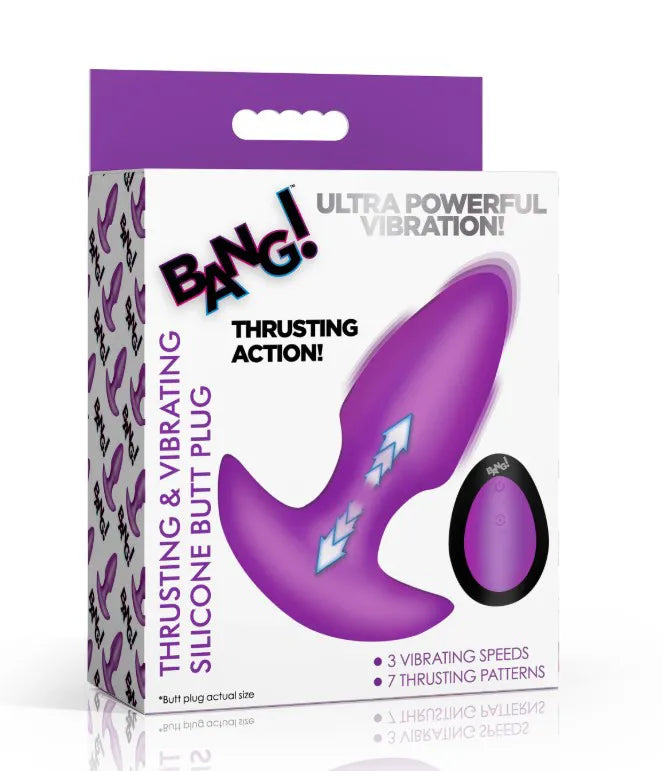 Thrusting and Vibrating Silicone Butt Plug – Wireless Remote-Controlled Butt Plug Purple > Anal Range > Vibrating Butt Plugs