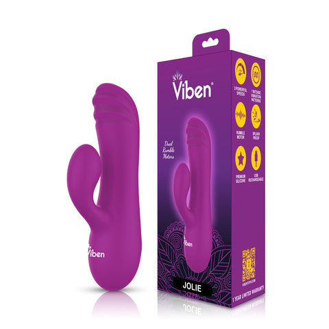 Jolie Mini Rabbit Vibe with Pleasure Ridges G-Spot Stimulator VIBRATORS-RABBIT