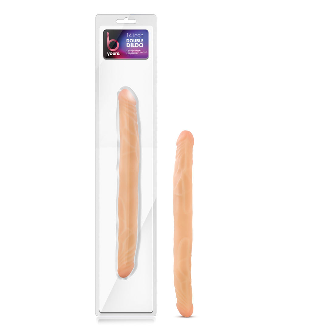 B Yours 14 Inch Beige Double Dildo for Lesbian Couples Beige Double Dongs