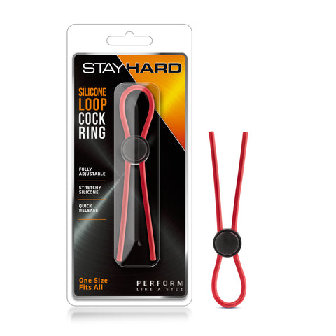 Stay Hard Silicone Loop Cock Ring in Red COCK RINGS Lasso