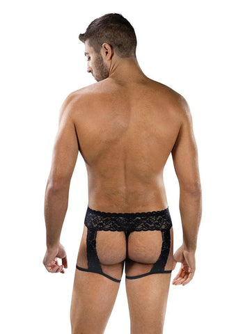 Midnight Stride (Black) – Men’s Sheer Lace Garter Mens Apparel