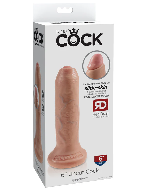 King Cock 6 Inch Uncut Realistic Silicone Dildo with Movable Foreskin > Dildos > Realistic Dildos
