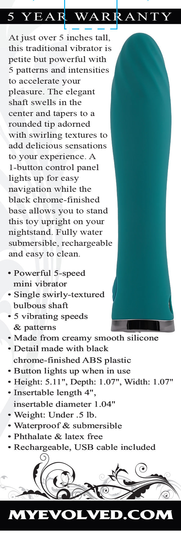 Ultra Wave Petite Vibrator with Swirling Textures and Patterns Green > Vibrators > Standard Vibrators