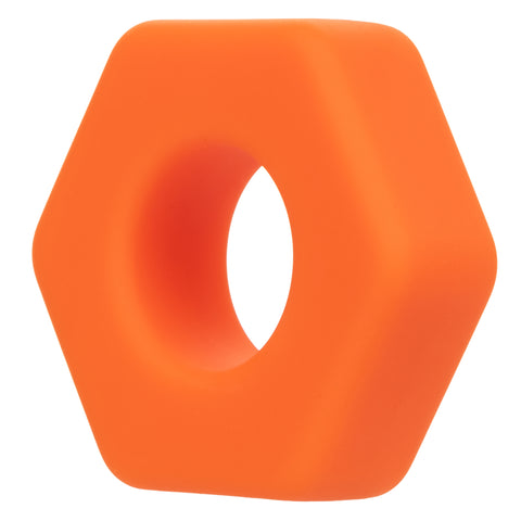 Alpha Liquid Silicone Prolong Sexagon Ring Orange 0.75 Inch Diameter Stretchy Durable Waterproof Orange COCK RINGS
