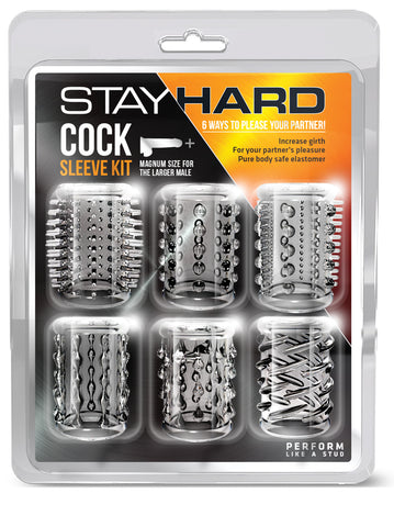 Stay Hard Cock Sleeve Kit Six Pack Penis Sleeves for Enhanced Pleasure and Performance Clear SLEEVES