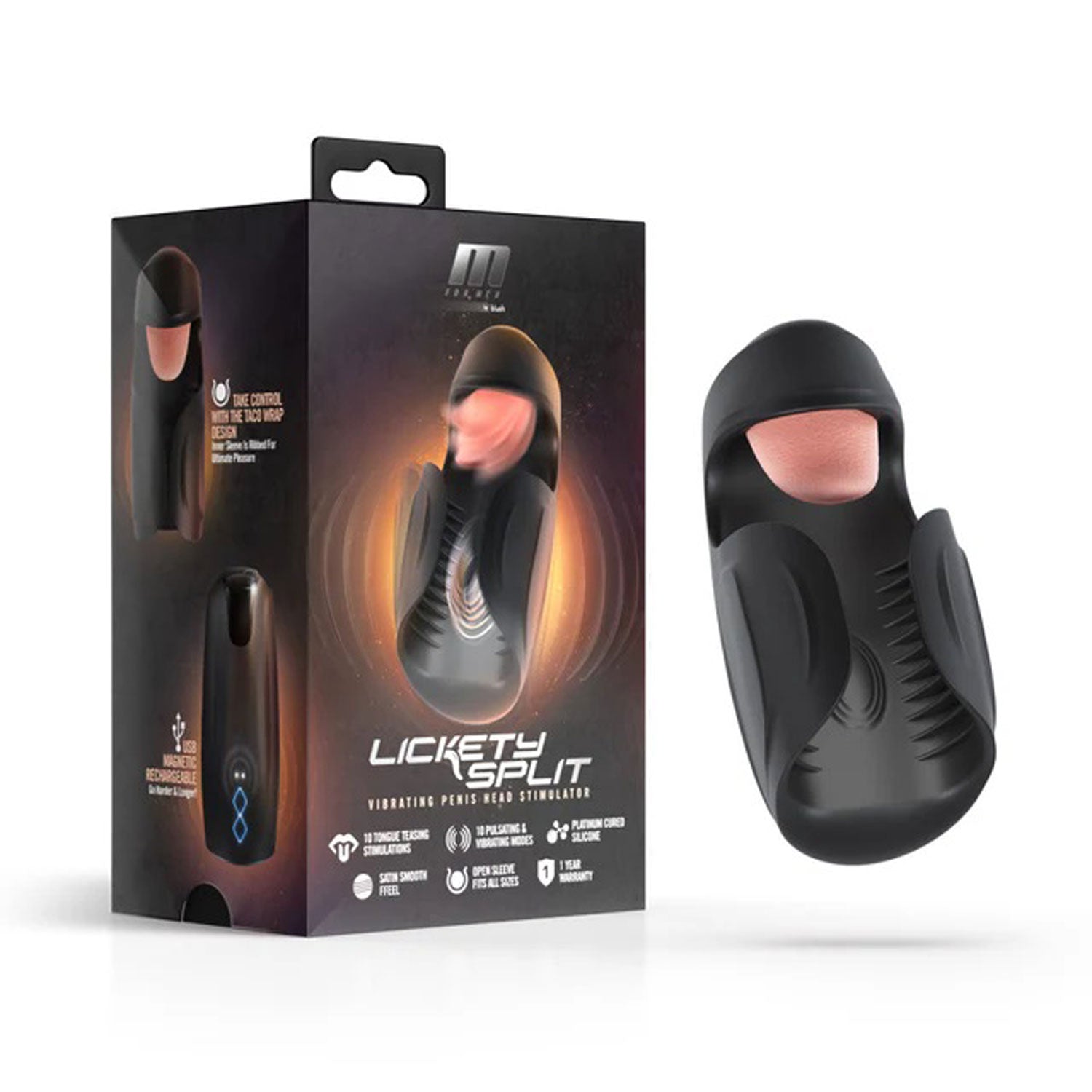 M For Men Lickety Split Black Vibrating Penis Stimulator Toy > Sex Toys For Men > Masturbators > Vibrating