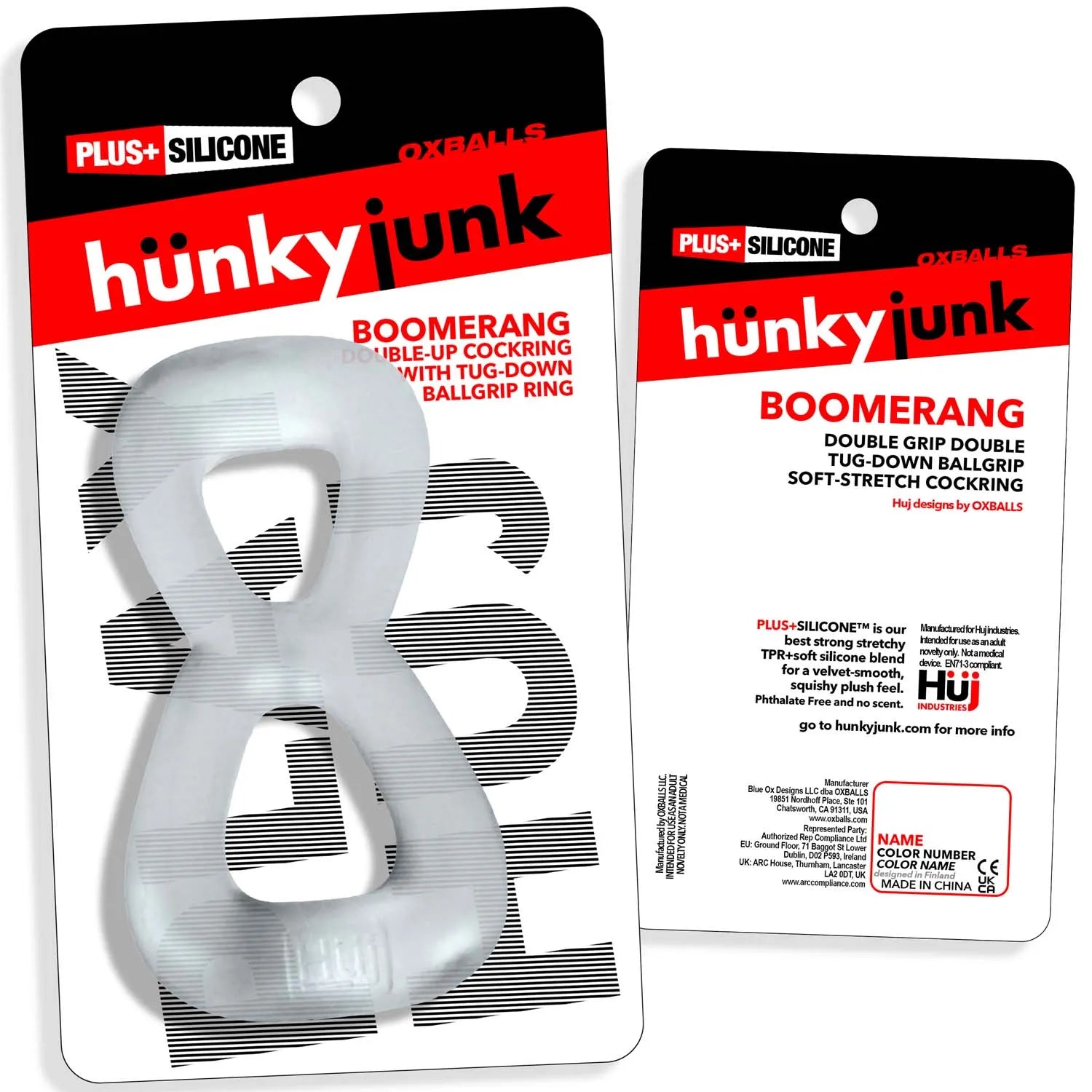 Boomerang Double-Ring Cockring & Nut-Tugger Clear Steam > Cock Ring > Single