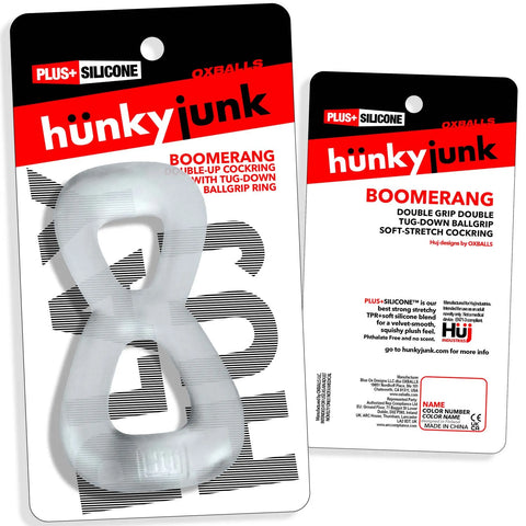 Boomerang Double-Ring Cockring & Nut-Tugger Clear Steam > Cock Ring > Single