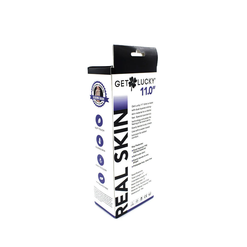 Get Lucky 11 Inch Realistic Tan Dildo with Bendable Skin > Dildos > Large Dildos