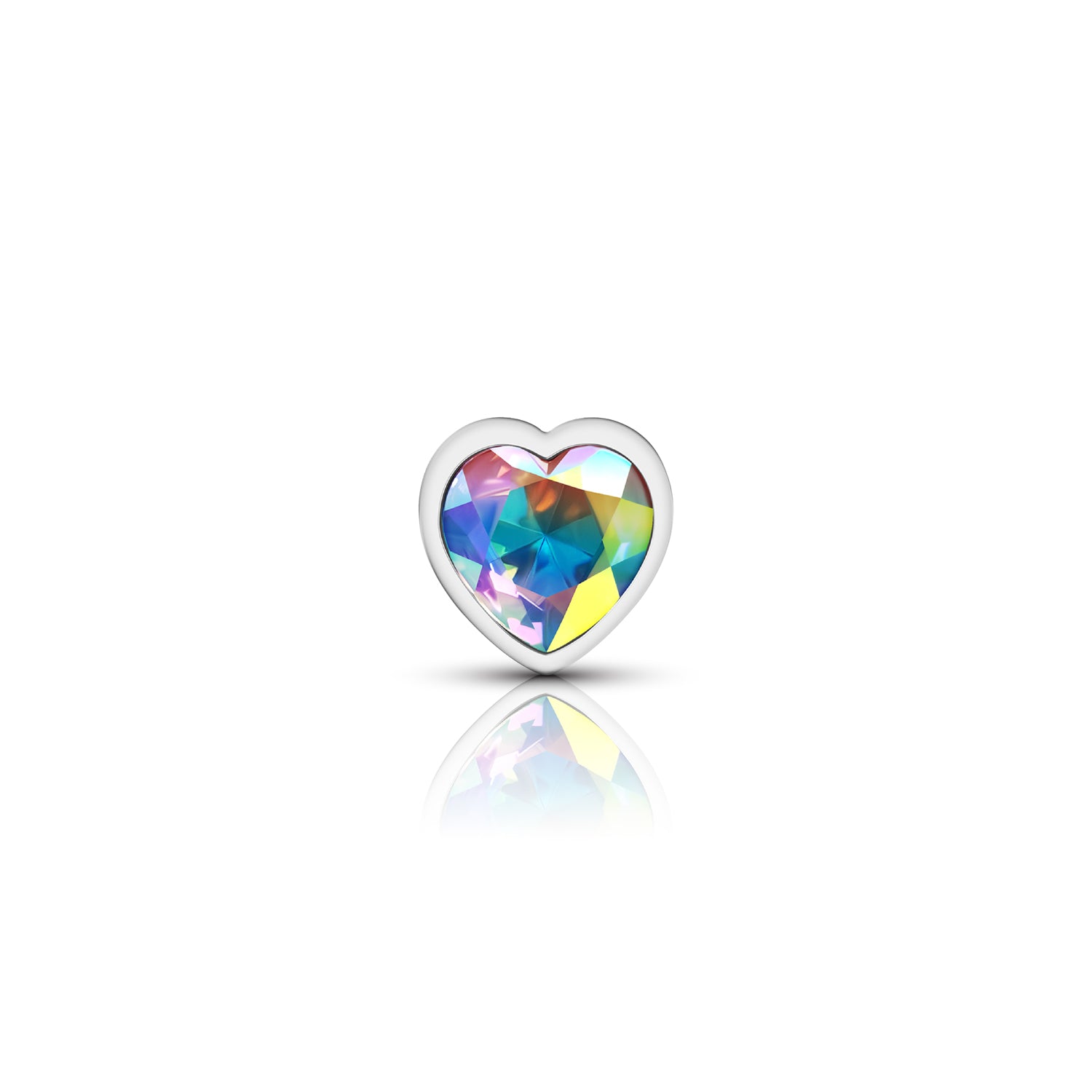 Cheeky Charms Silver Metal Butt Plug with Heart Clear Jewel Small > Anal Range > Jewel Butt Plugs