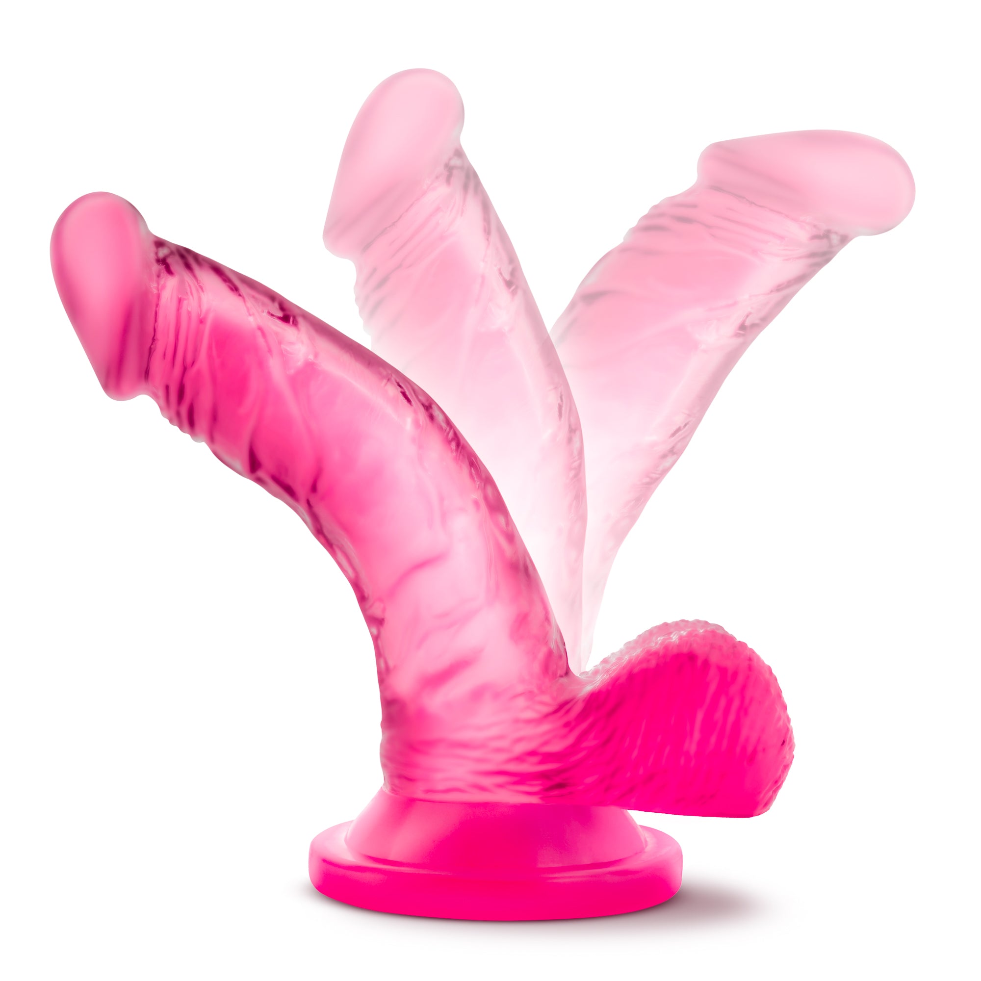 Naturally Yours 4 Inch Mini Cock Suction Base Dildo Pink DONGS