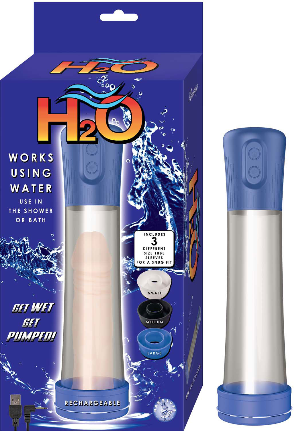 H2O Blue Water Penis Pump for Male Sexual Health and Enhancement Blue PUMPS