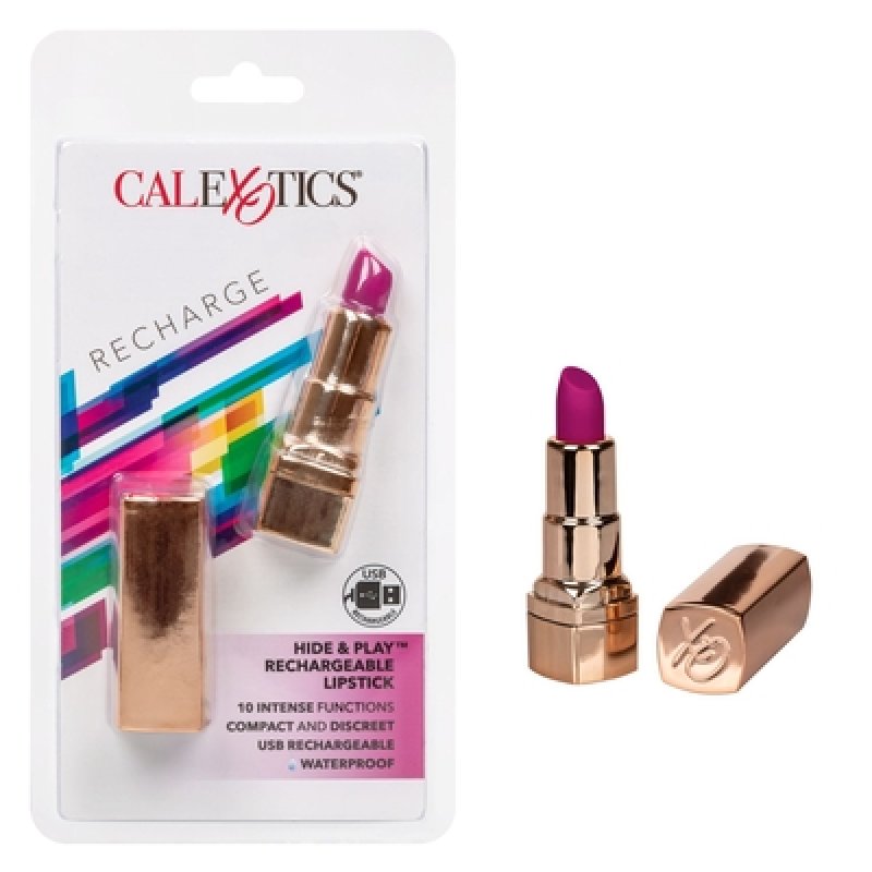Hide and Play Lipstick Mini Massager Vibrator Purple Waterproof Rechargeable > Vibrators > Mini Vibrators