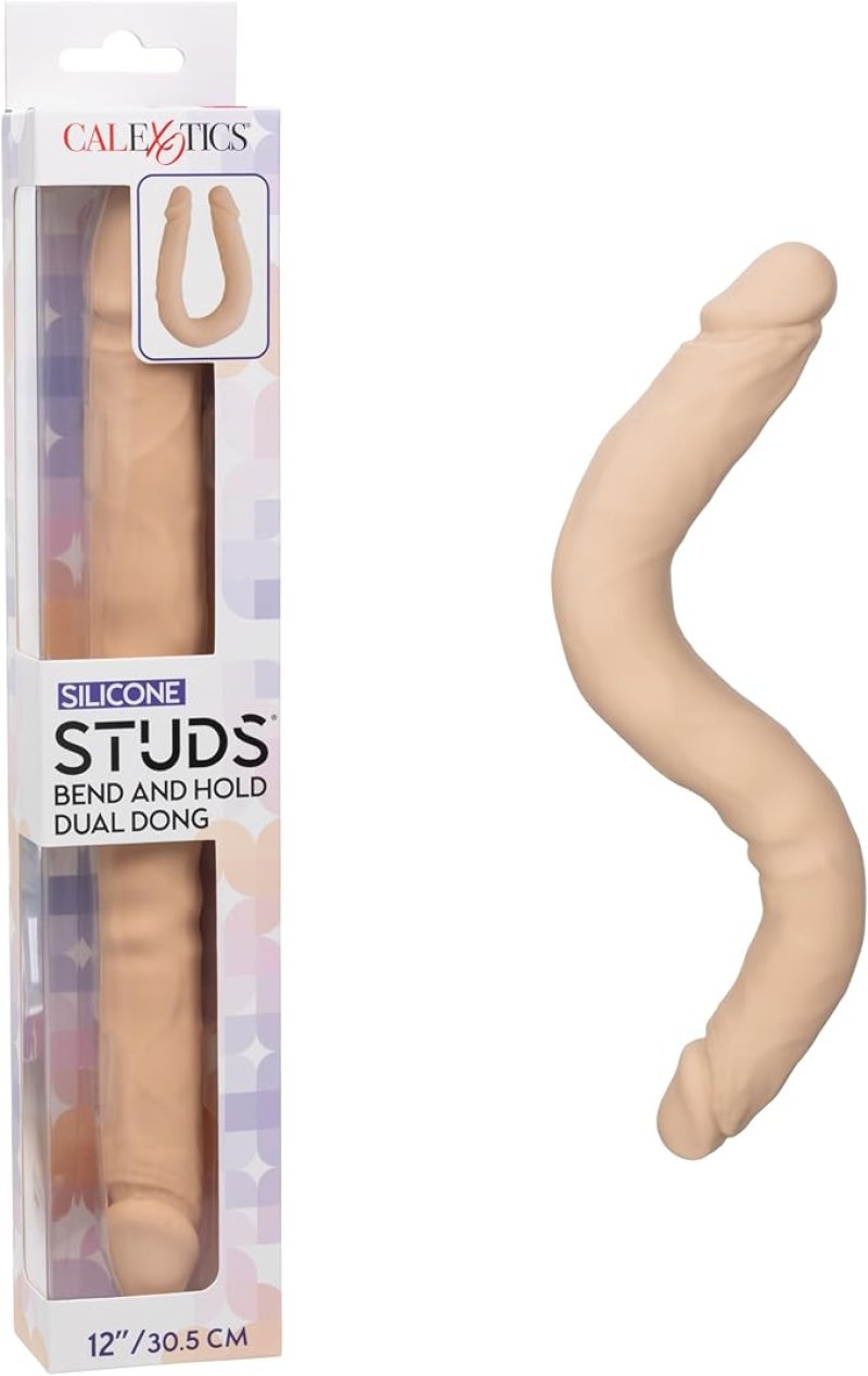 Silicone Studs Bend and Hold Dual Dong (Ivory) – 12 Inch Silicone Dildo