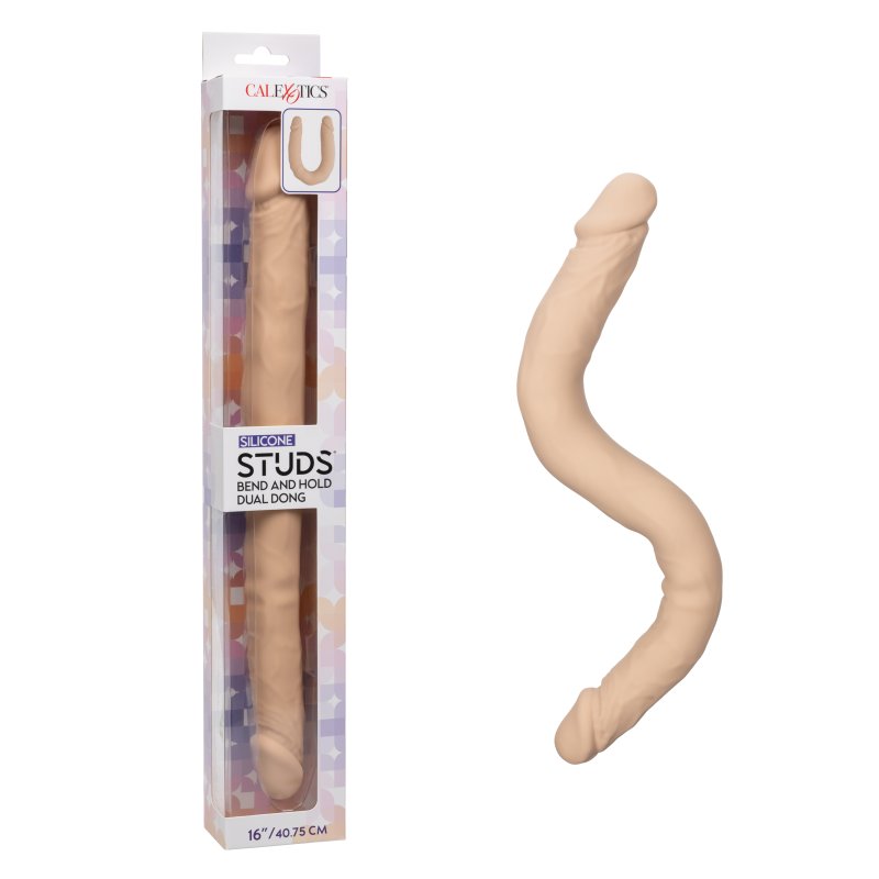 Silicone Studs Bend and Hold Dual Dong (Ivory) – 16 Inch Silicone Dong